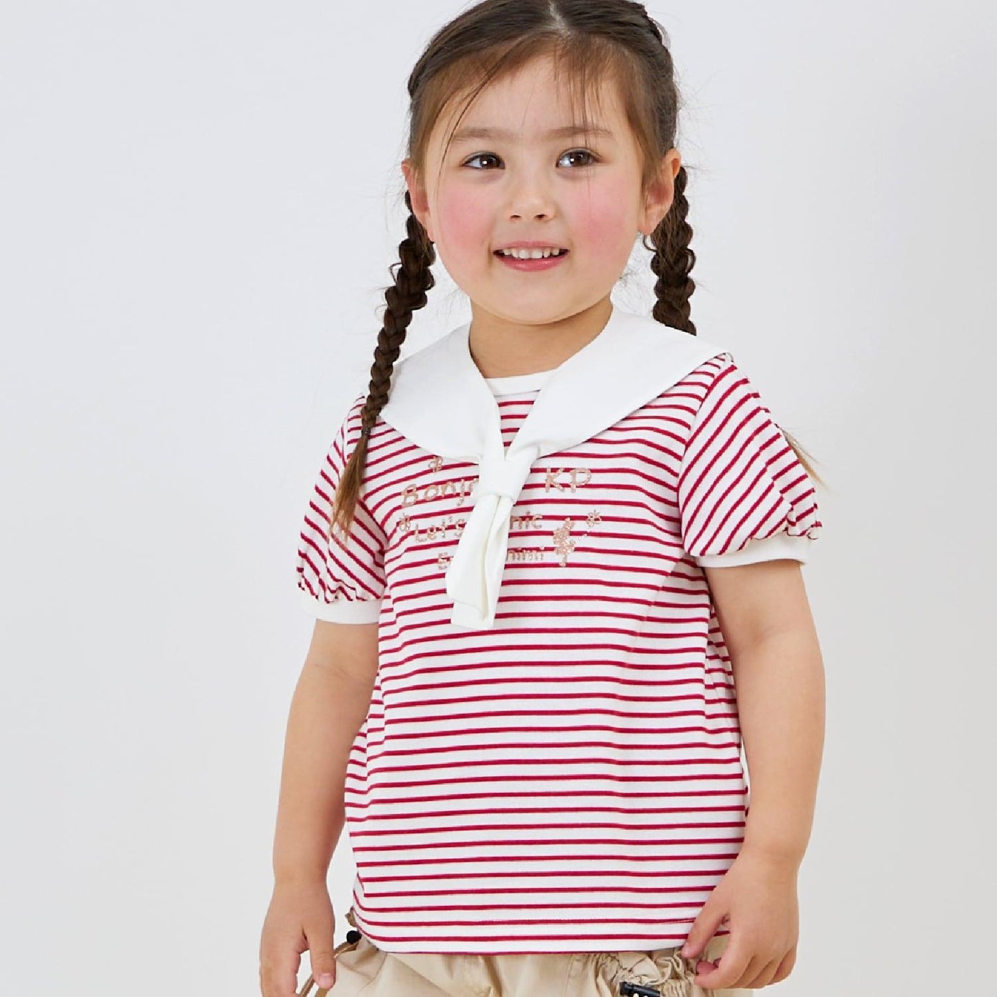 可拆卸水手領條紋T恤