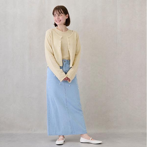 珍珠裝飾牛仔裙褲(兒童)