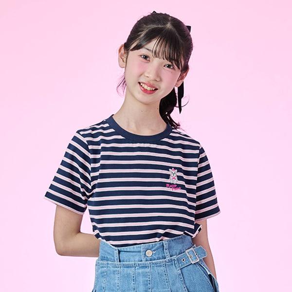 【Cuugal掲載】單點刺繡條紋T恤