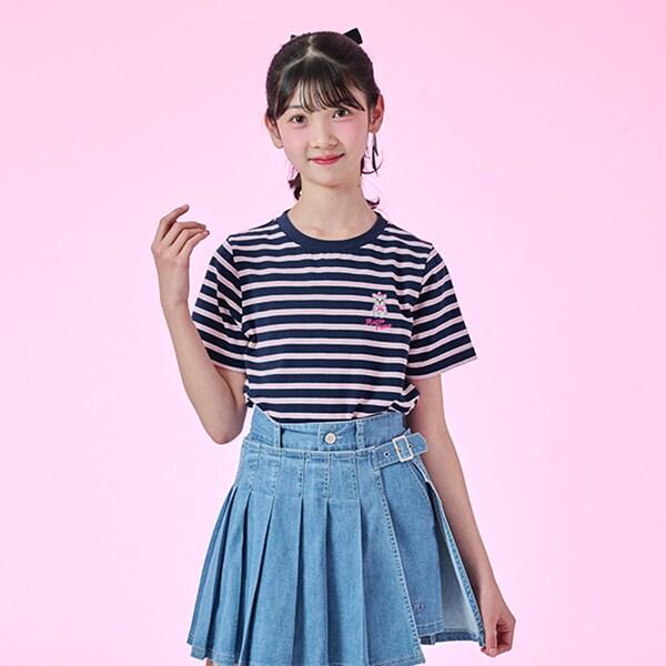【Cuugal掲載】單點刺繡條紋T恤