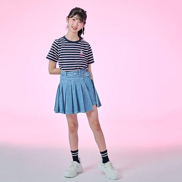 【Cuugal掲載】單點刺繡條紋T恤