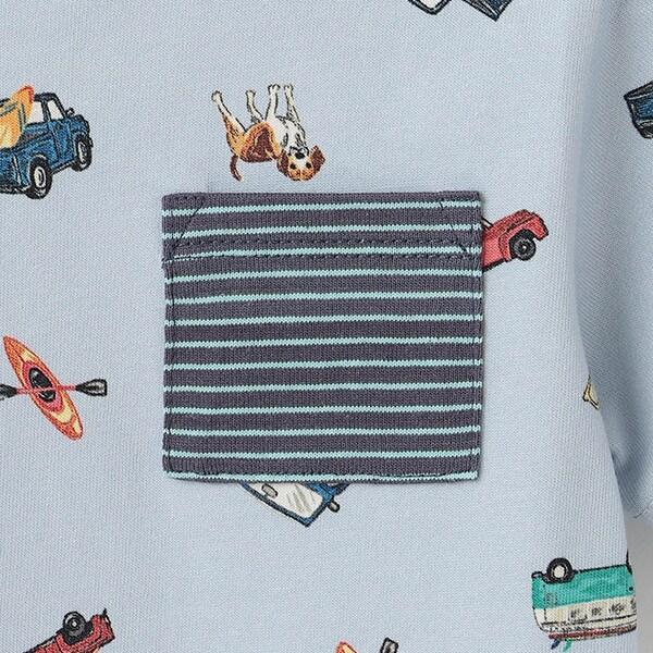 復古汽車圖案短袖T恤