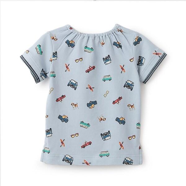 復古汽車圖案短袖T恤
