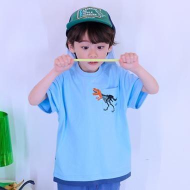 化石印花胸袋短袖T恤