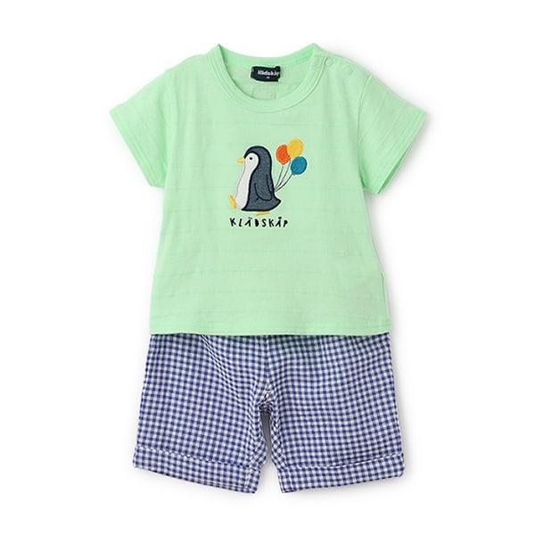 企鵝貼布短袖T恤套裝