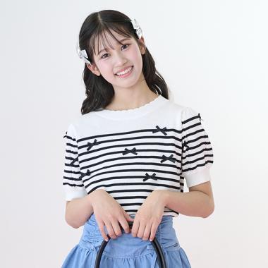 【Nico☆Petit刊載】條紋蝴蝶結針織衫