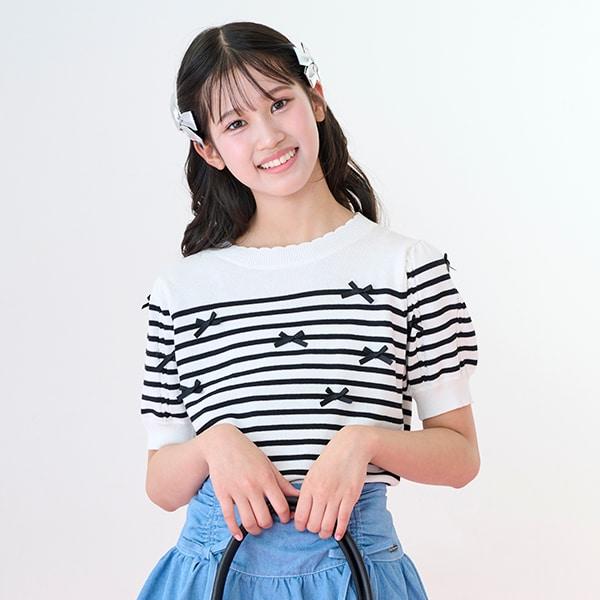 【Nico☆Petit刊載】條紋蝴蝶結針織衫