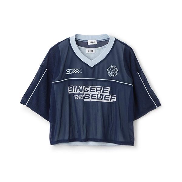 【LTXC】帶內搭網紗T恤