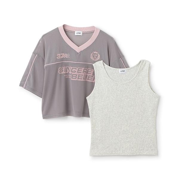 【LTXC】帶內搭網紗T恤