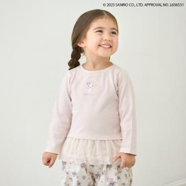 【三麗鷗】花朵網紗長袖T恤