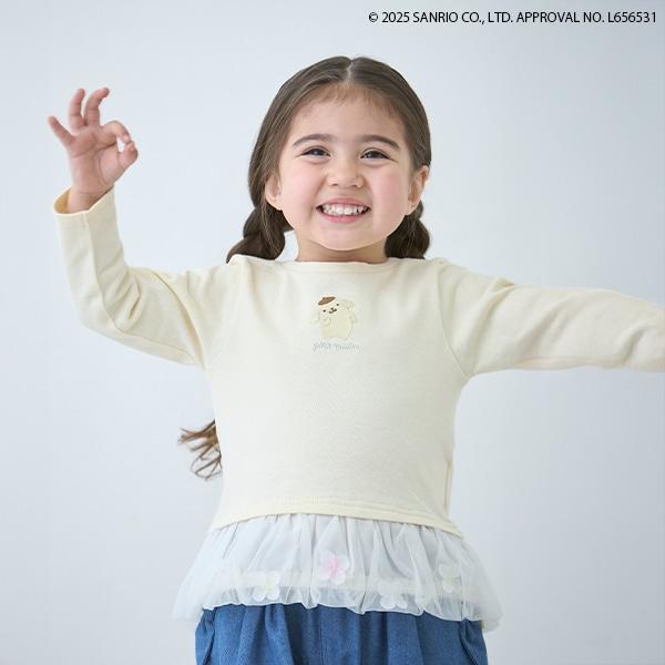 【三麗鷗】花朵網紗長袖T恤