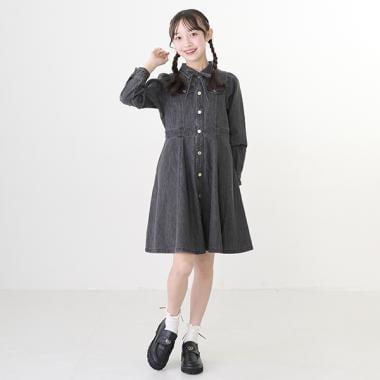 泡泡袖喇叭連衣裙