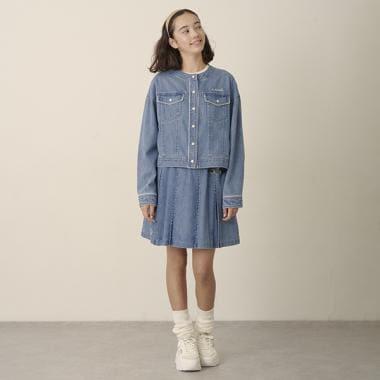 帶內襯短褲金屬裝飾百褶裙