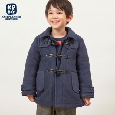 KPBOY男童羊羔絨內襯格紋牛角扣大衣(90~130)