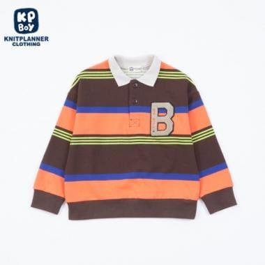 KPBOY拼接條紋POLO領衛衣(100~160)