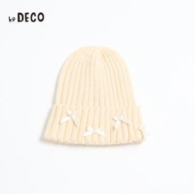 KPDECO 珍珠蝴蝶結裝飾針織帽(M~L)