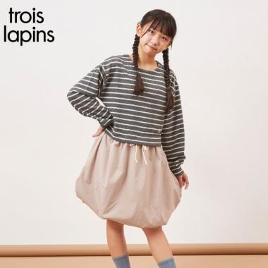 troislapins 鹿子紋條紋連衣裙(140~160)