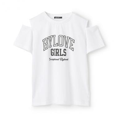 【接觸冷感】露肩字母T恤