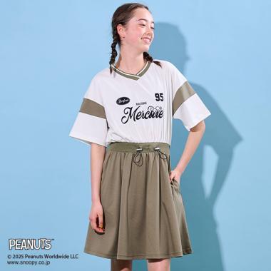 【《PEANUTS》】【接觸冷感】拼接連衣裙