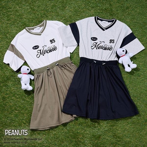 【《PEANUTS》】【接觸冷感】拼接連衣裙