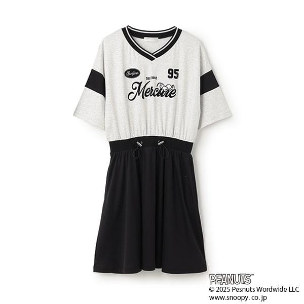 【《PEANUTS》】【接觸冷感】拼接連衣裙