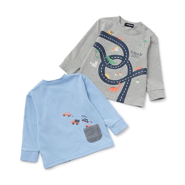 【人氣商品】【直營店無售】汽車×道路×恐龍長袖T恤