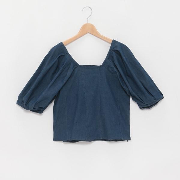 【LADIES】泡泡袖牛仔長款上衣