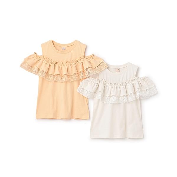 【接觸冷感/リンク】一字肩蕾絲T恤(青少年款)