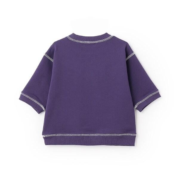 拼色拼接線縫衛衣印花套頭衫