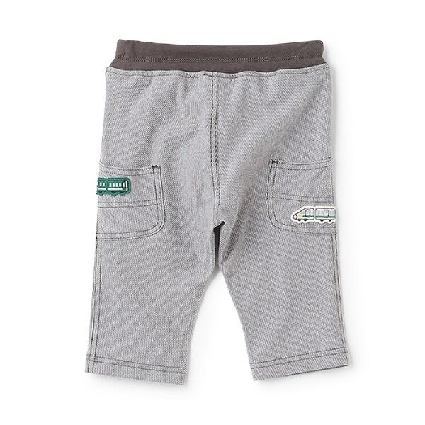 條紋提花電車刺繡七分褲