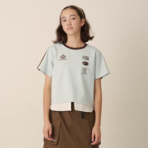 拼接下襬襯衫層疊感T恤