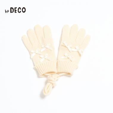 KPDECO 珍珠蝴蝶結裝飾針織手套(M~L)