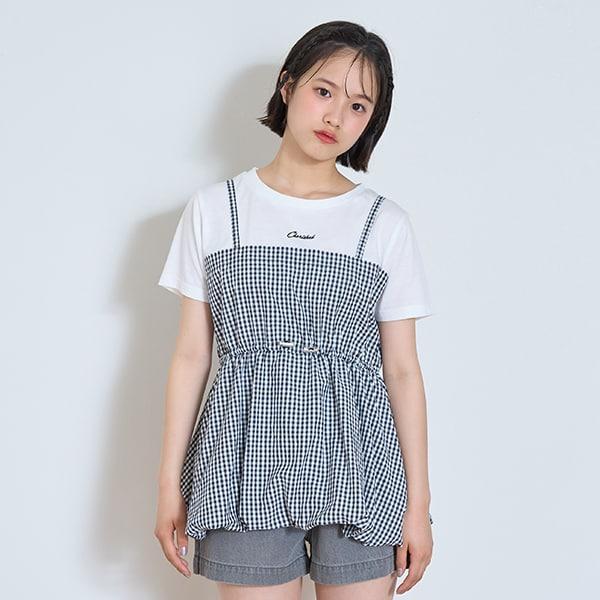 【7days】氣球吊帶拼接T恤