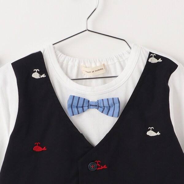 鯨魚刺繡背心疊穿長袖T恤