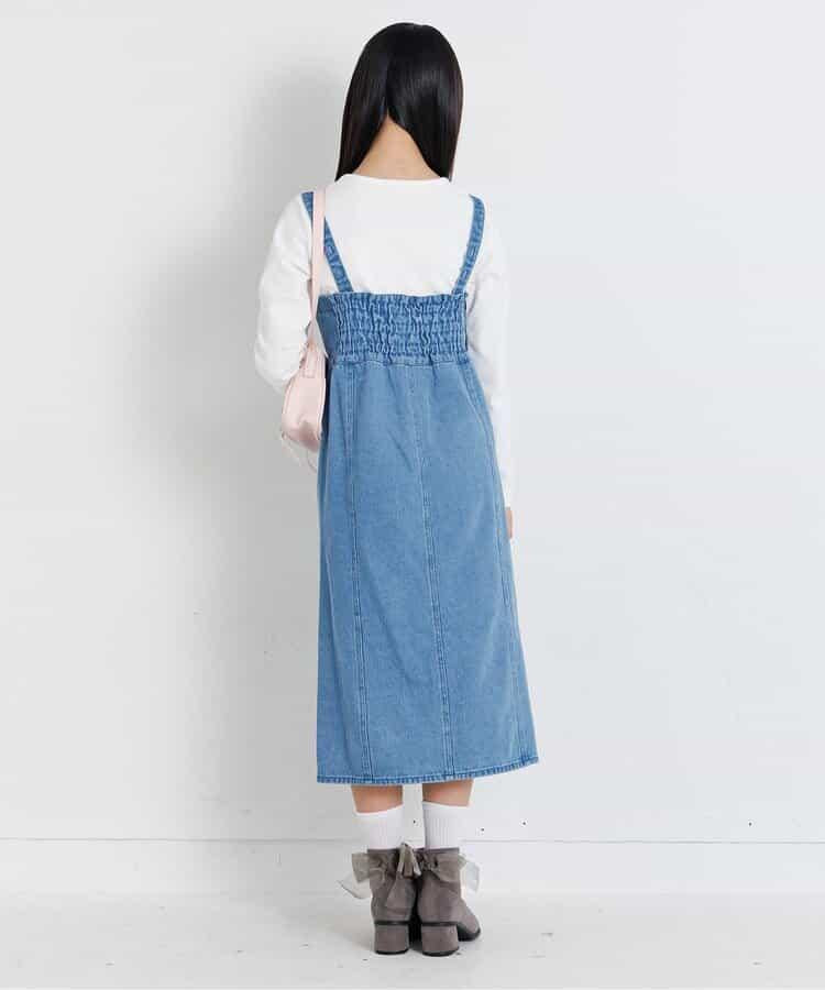 前拉鍊中長半身裙