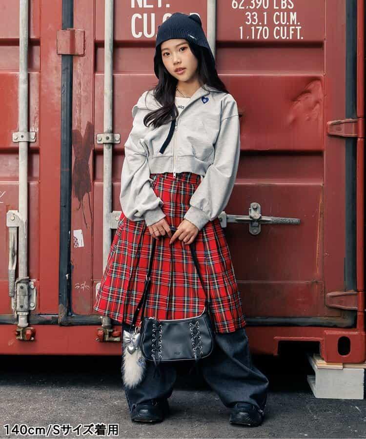 中長款百褶格子裙
