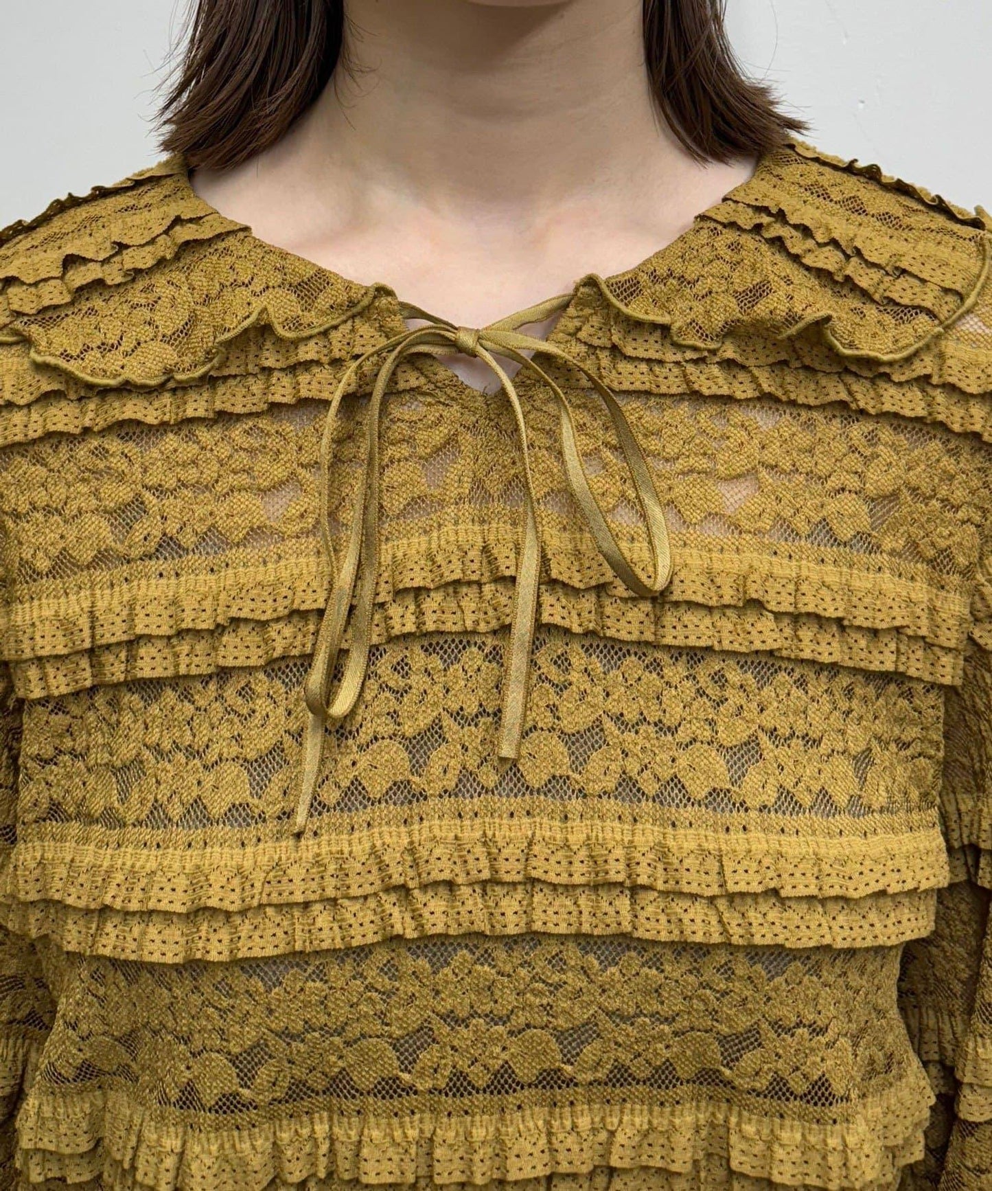 水手領彩色蕾絲荷葉邊上衣