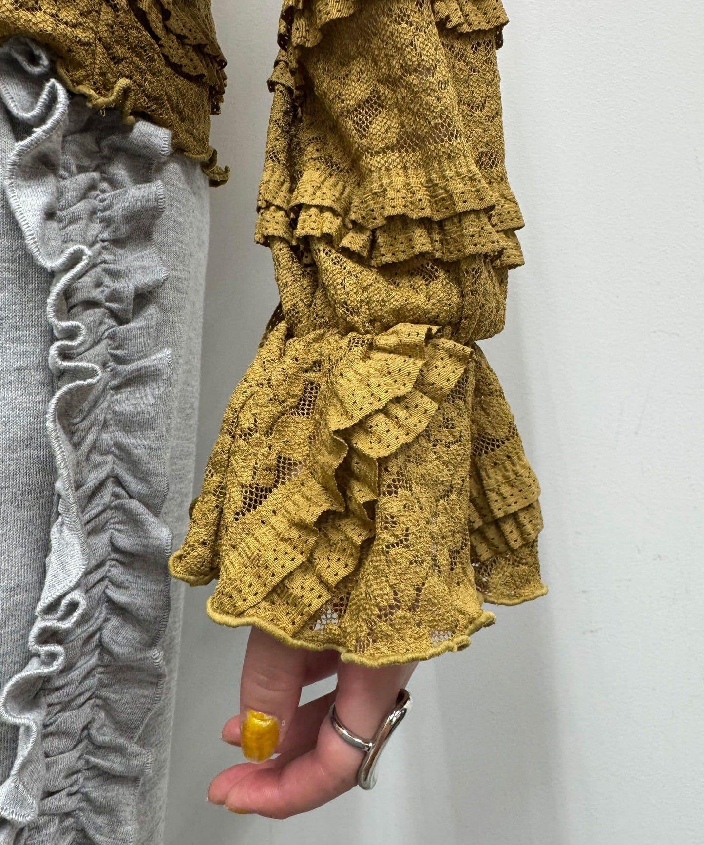 水手領彩色蕾絲荷葉邊上衣