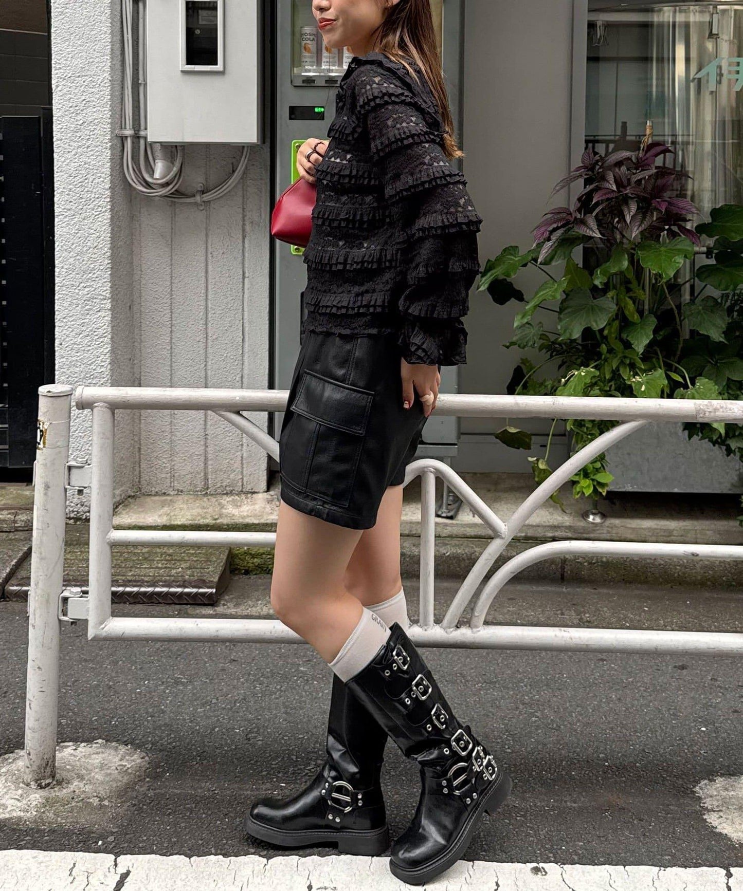 水手領彩色蕾絲荷葉邊上衣