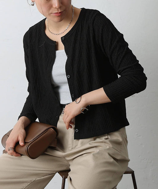 條紋浮雕提花開衫