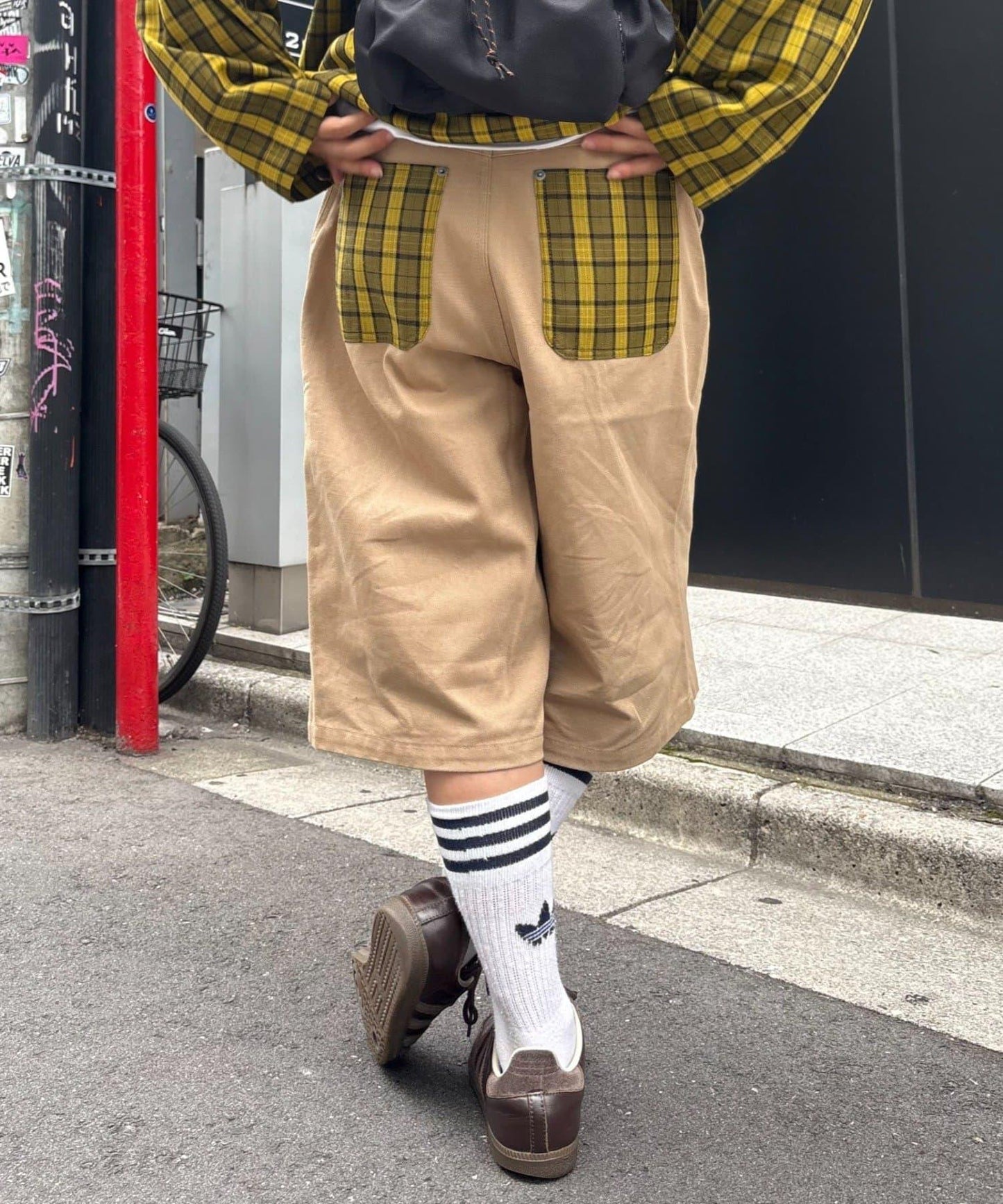 【男女通用】格紋口袋短褲