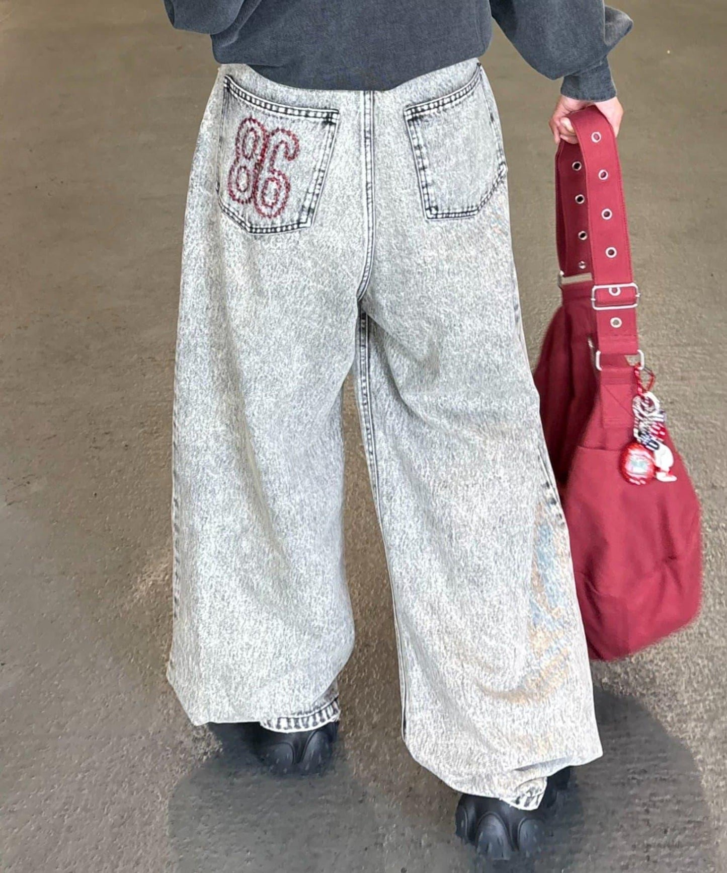 【薩基企劃】【可調節腰圍】超染褶皺設計牛仔褲