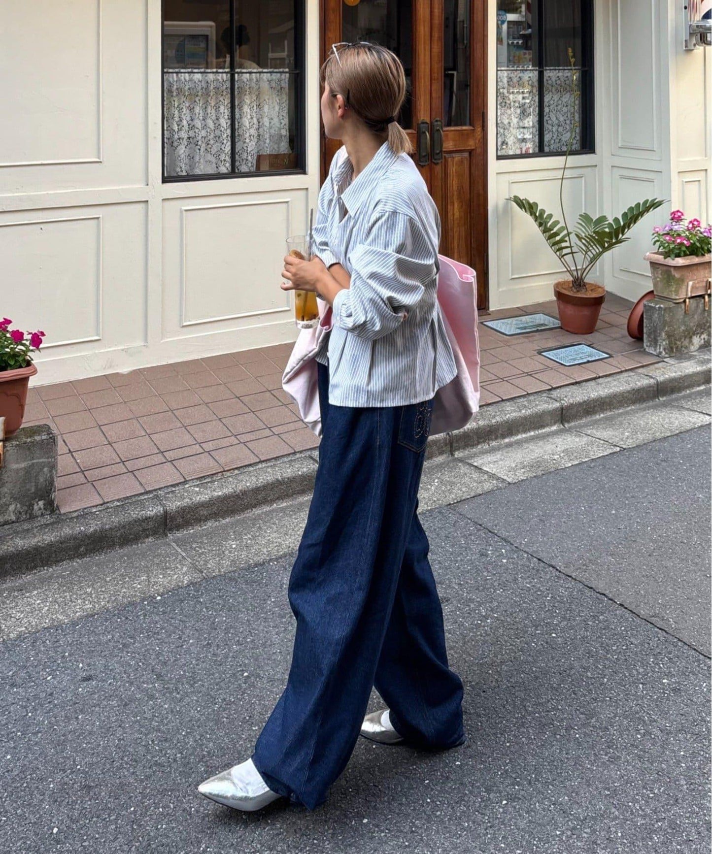 【薩基企劃】【可調節腰圍】超染褶皺設計牛仔褲