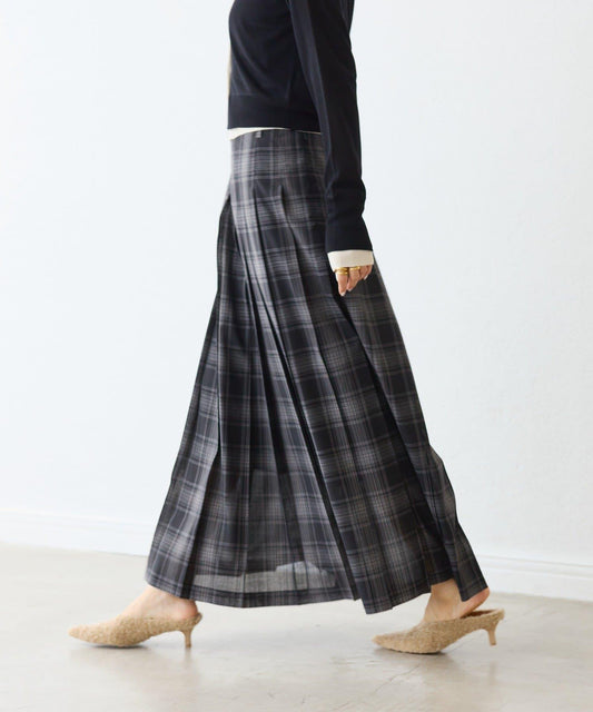 【RIVE DROITE】透視格紋百褶裙