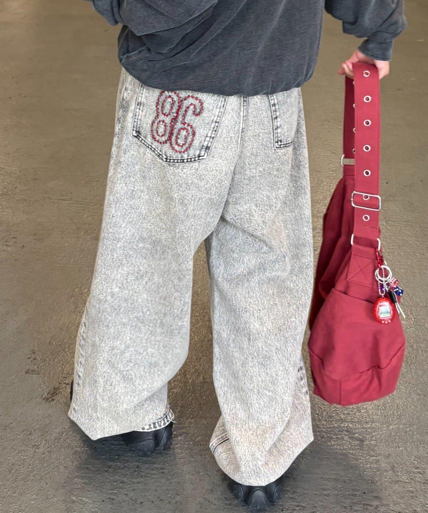 【薩基企劃】【可調節腰圍】超染褶皺設計牛仔褲