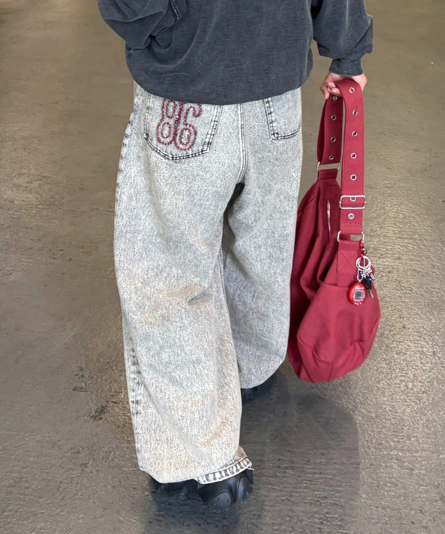 【薩基企劃】【可調節腰圍】超染褶皺設計牛仔褲