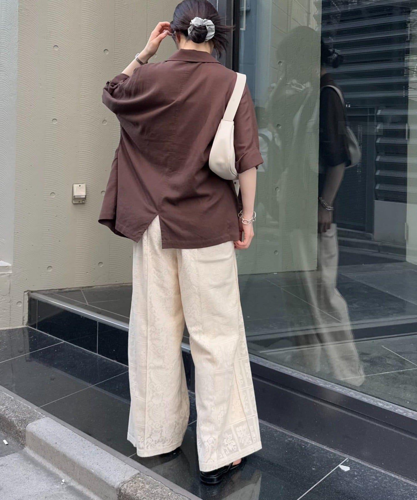 拼接蕾絲寬鬆褲