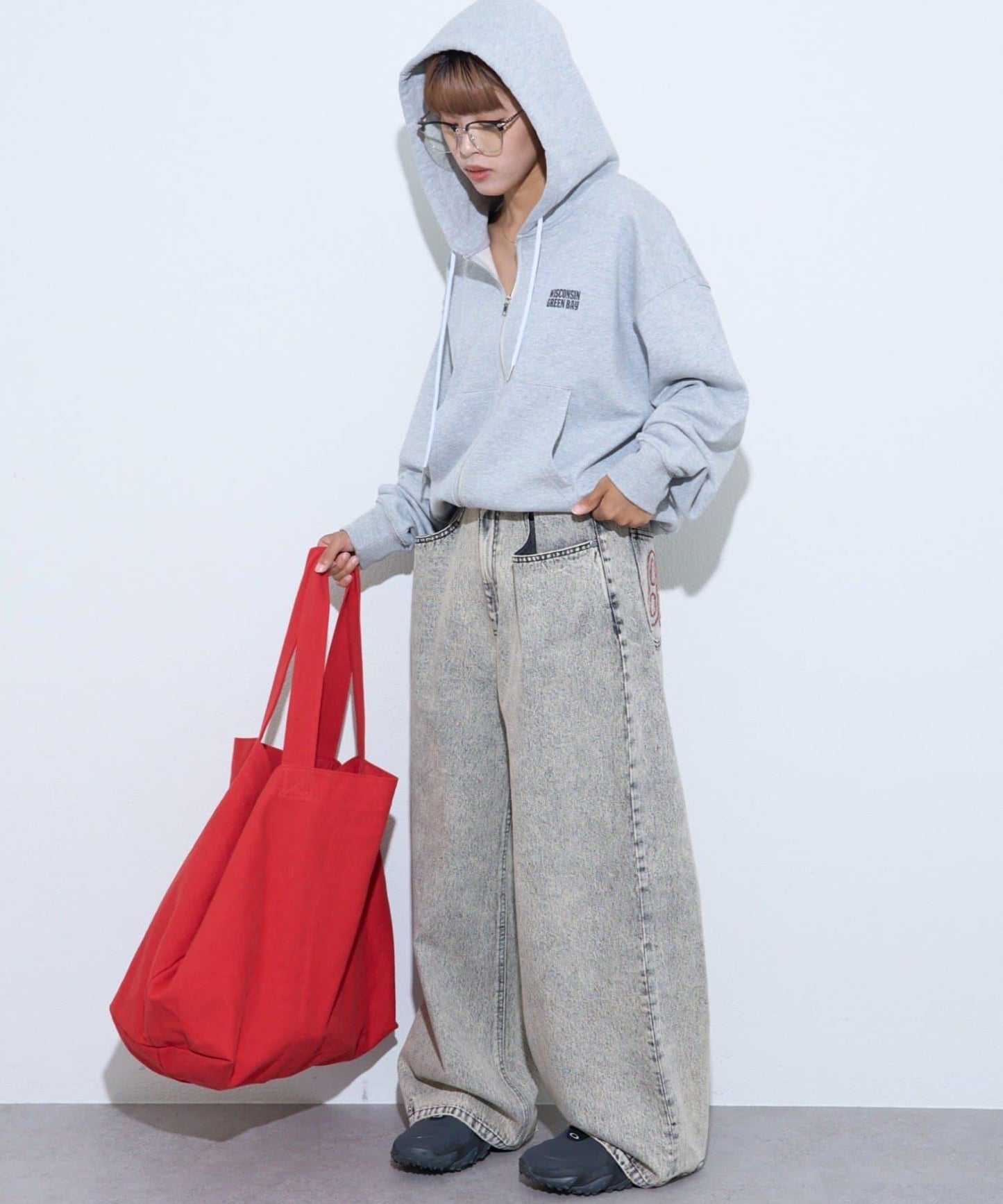 【薩基企劃】【可調節腰圍】超染褶皺設計牛仔褲