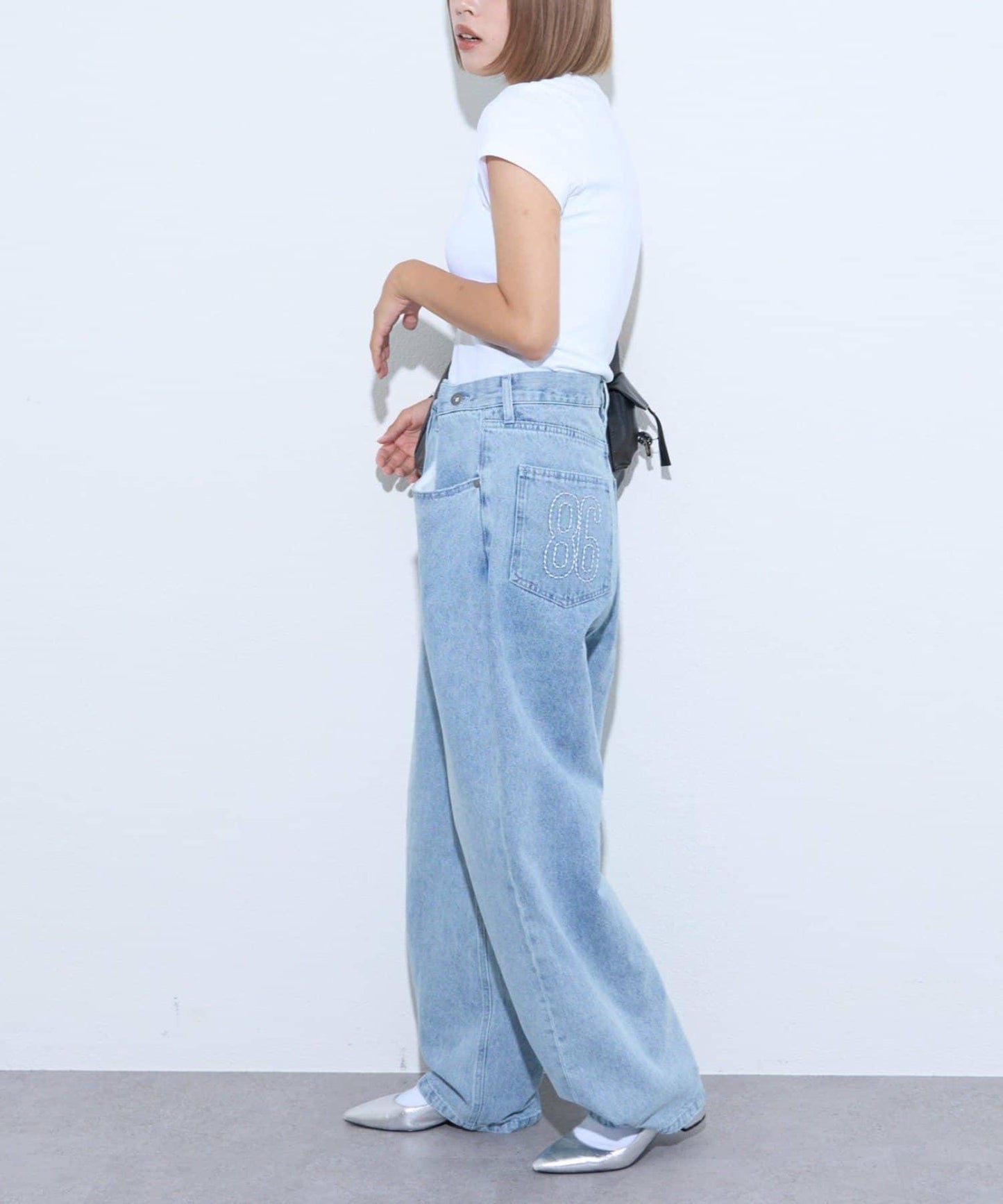 【薩基企劃】【可調節腰圍】超染褶皺設計牛仔褲