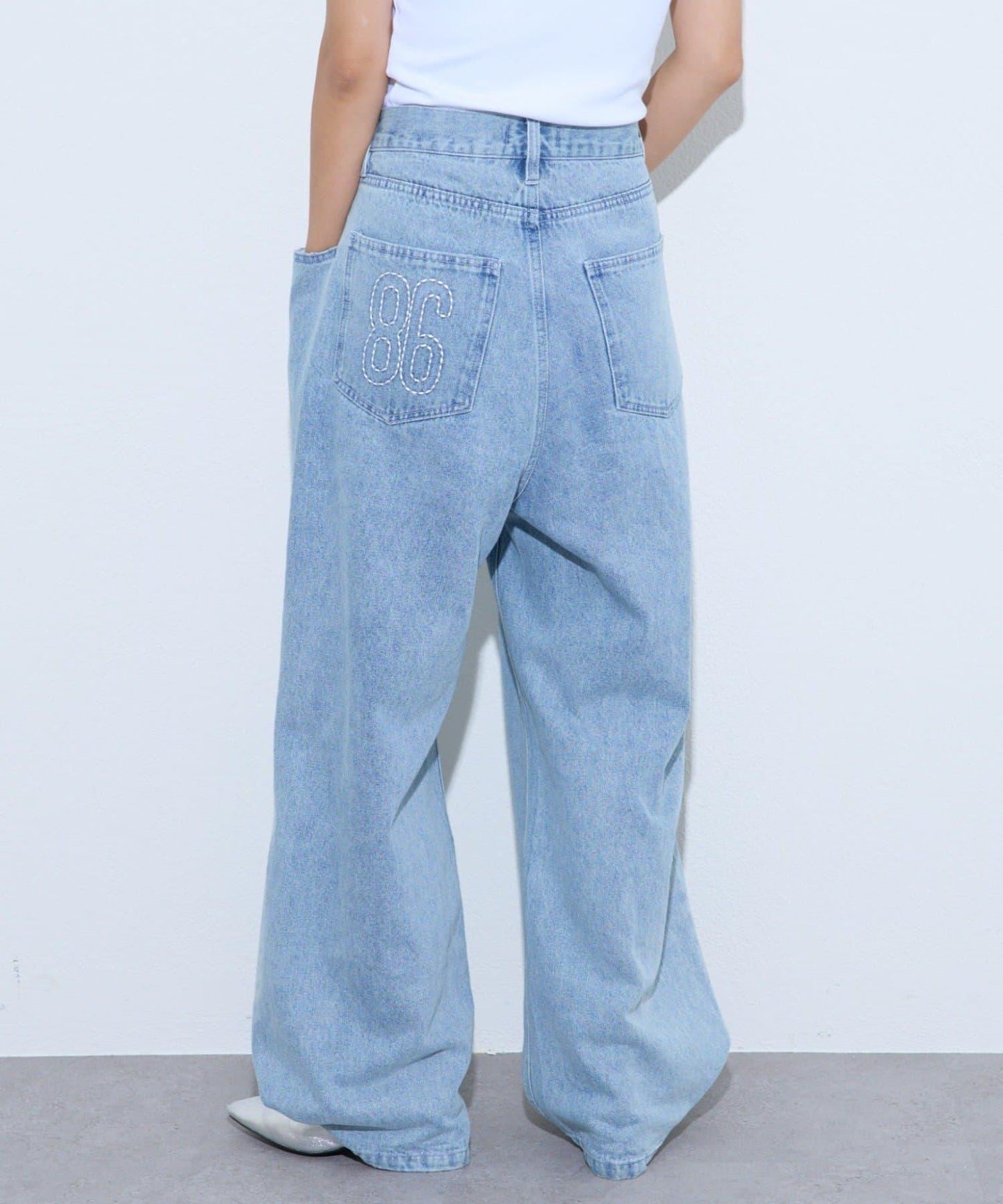 【薩基企劃】【可調節腰圍】超染褶皺設計牛仔褲